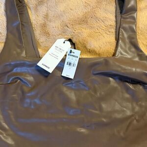 Women's Express Bown Faux Leather Crop Top NWT